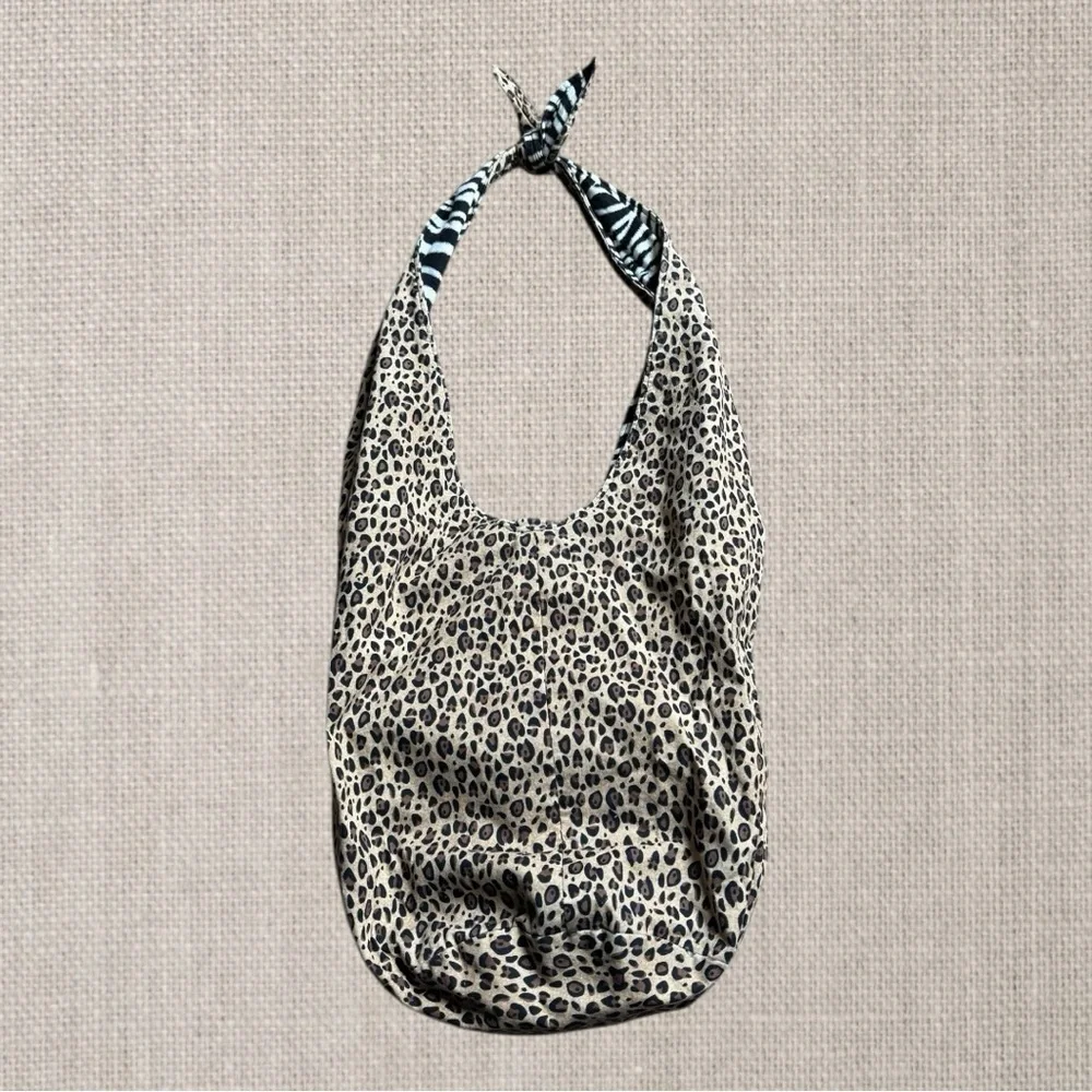Hand-Crafted Reversible Hobo Bag with Button Closure